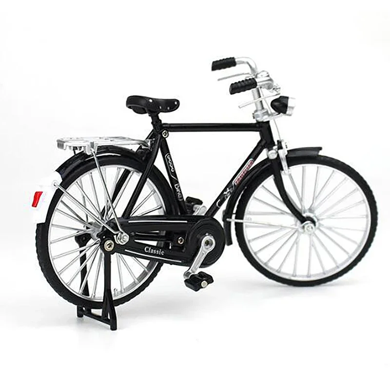 Model roweru retro ze stopu, do samodzielnego montażu, skala 1:10, metalowy model dekoracyjny, zabawka, czarny rower, symulacja, kolekcja dla chłopców