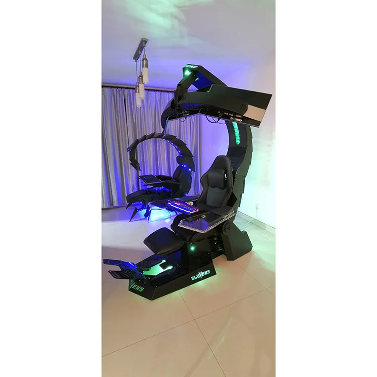 Hot Ultimate Multi Colors Zero Gravity Computer Cockpit Racing Rgb Cluvens Unicorn Chair With Heat And Massage Support 3 Screens