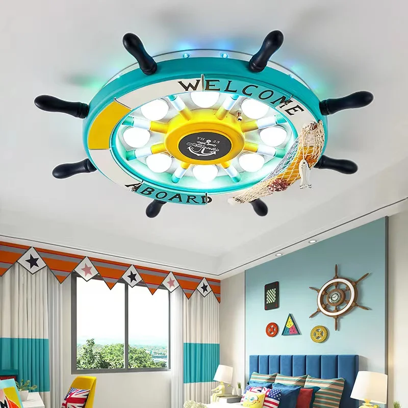 lampada do teto para meninos e meninas luz de teto para sala de estudo marine boat leme candelabro dos desenhos animados decoracao bonito para bebe e criancas quarto 01