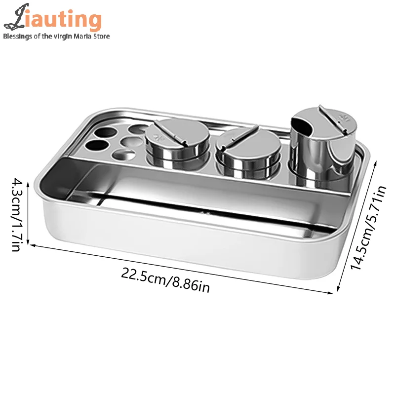 1PC Stainless Steel Nail Art Tray Manicure Liquid Powder Container Organizer Tray Dappen Dish With Metal Lid Nail Art Tool