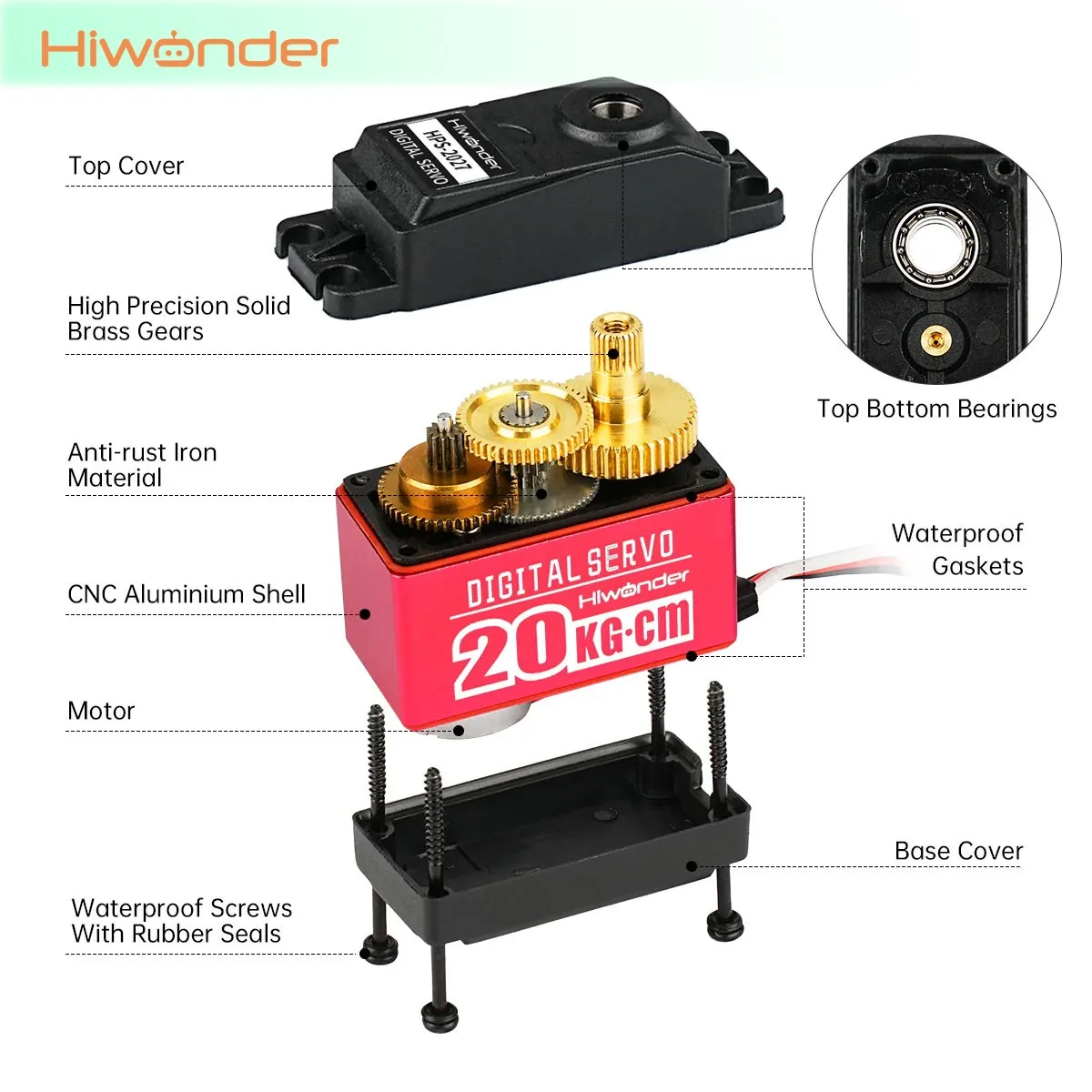 Hiwonder 20KG Digital Servo Single-Shaft Servo with 270° Rotation for Robots & Robotic Arms
