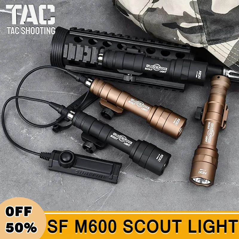 Tactical Surefir M600 M300 Scout Flashlight SF M600C 600lm White LED Hunting Weapon Light Fit 20MM Rail Airsoft Gun Accessories