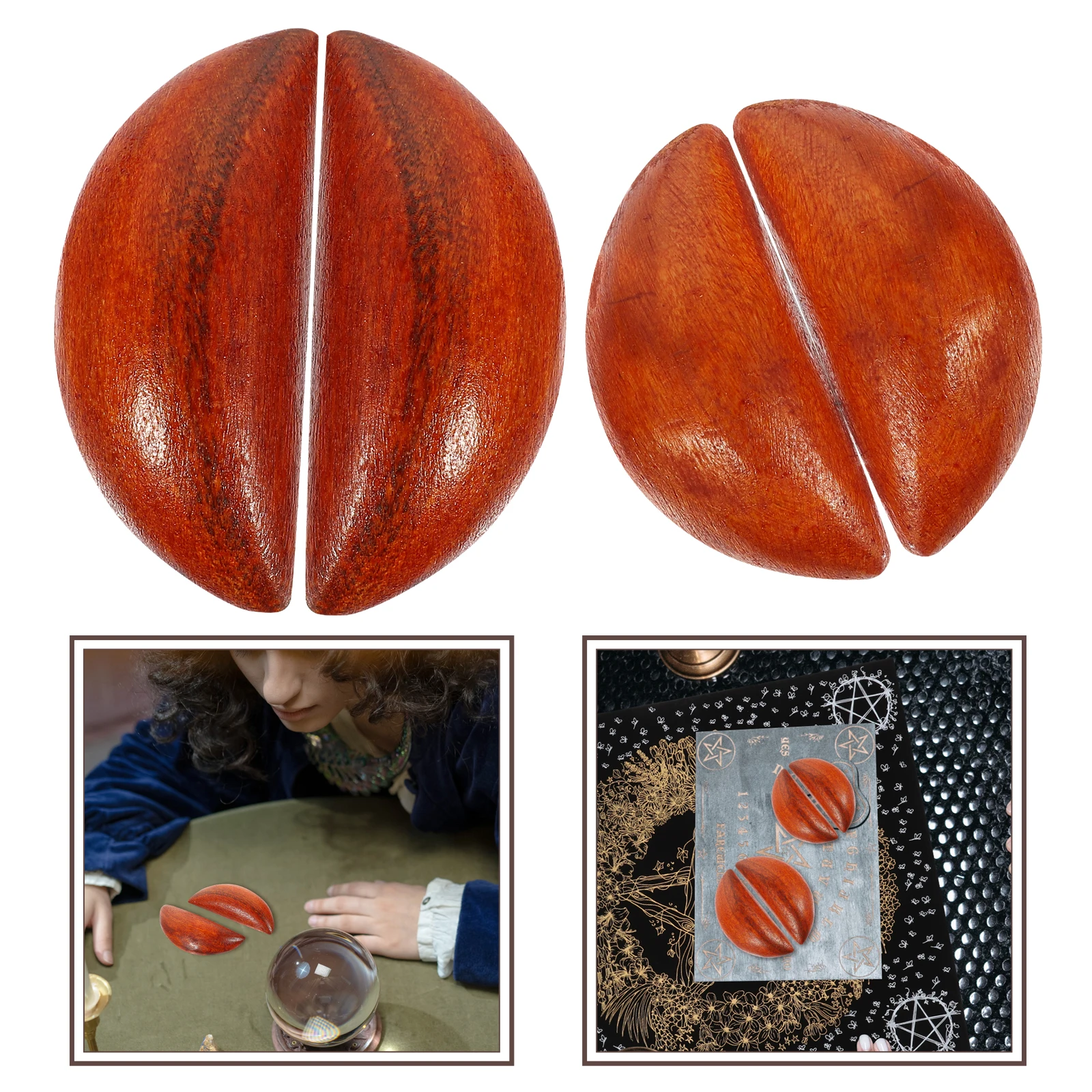 

Yin Yang Cups Wooden Divination Holy Cups For Taoist Meditation Fengshui Ornament Altar Supplies Home Gift Decor