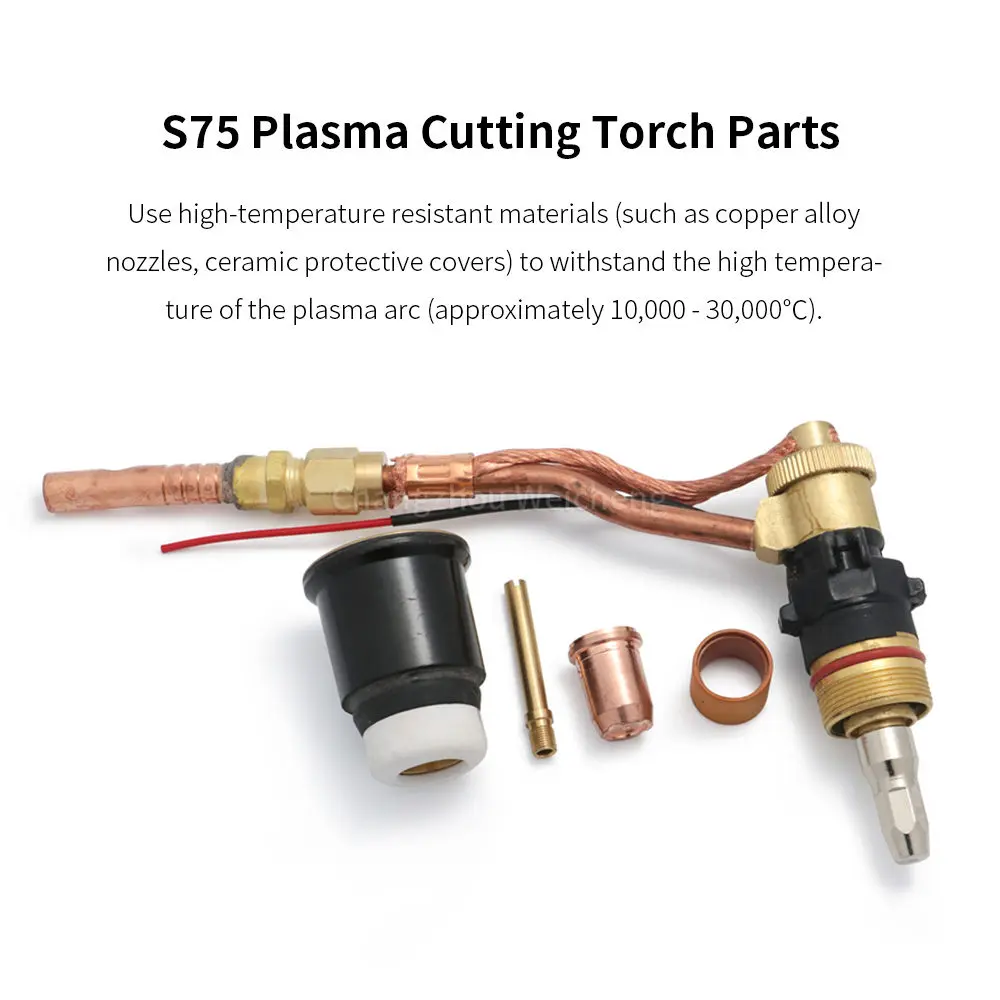 شعلة بلازما مبردة بالهواء من Trafimet S75 مع شعلة قطع معدنية نحاسية برأس منخفض التردد مع مستهلكات #6