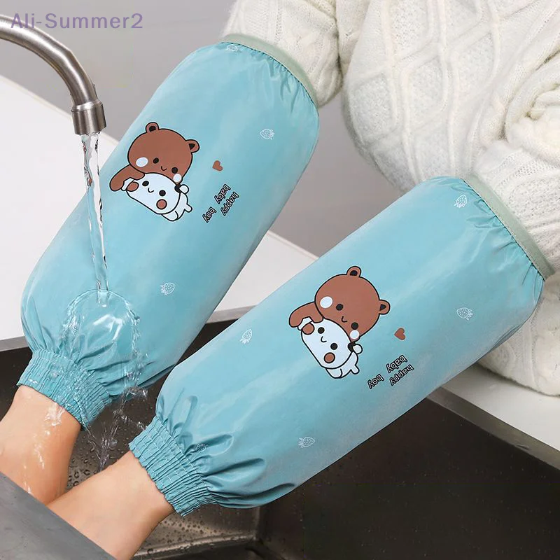 1 زوج من غطاء الأكمام المضاد للحشف مقاوم للماء نمط الكرتون القذرة مقاومة واقية الكفة تصميم الأوساخ واقية أكمام اليد #2