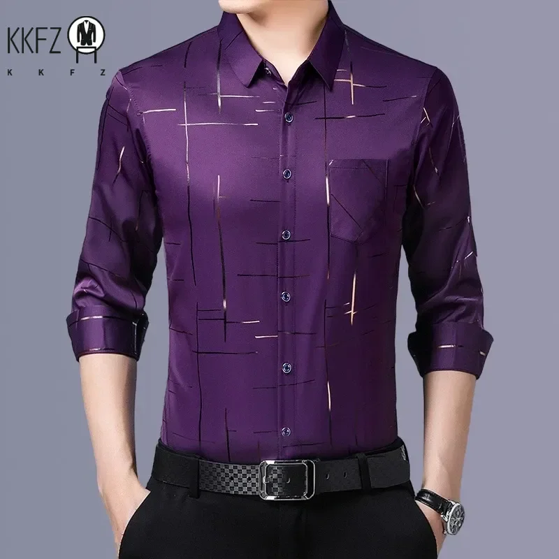 Men\'s Casual and Fashionable Long Sleeved Printed Shirt, Non Ironing and Wrinkle Resistant Business Top
