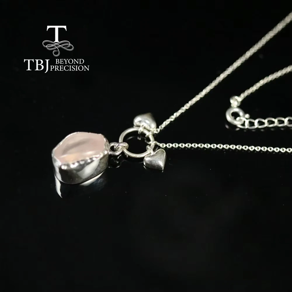 925 pure silver natural Rose Quartz rough gemstone necklace, fresh and simple design, suitable for everyday jewelry