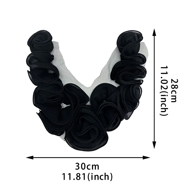 Handmade 3D Pleated Flower Fabric Patch DIY Evening Dress Clothing Collar Patch Fashion Clothes Appliques Sewing Accessories