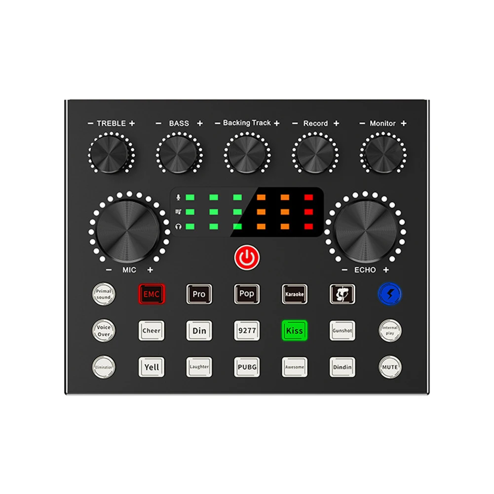 V8S External Sound Card with Noise Suppression Chip Real Time Monitoring Headphone Output for Latency Streaming