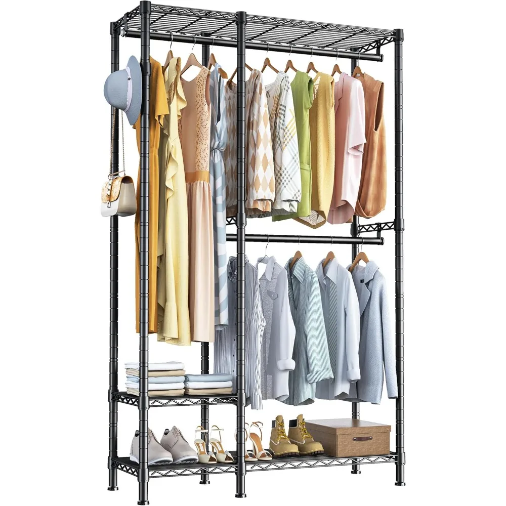 

77" H Heavy Duty Clothes Rack Wire Clothing Racks Adjustable for Hanging Clothes Portable Wardrobe Closet 77