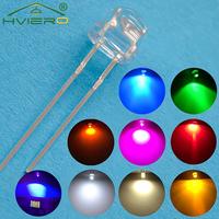 100/500pcs 5mm Straw Hat White Green Blue Yellow Smd Smt Led Water Clear Bright Wide Angle Emitting Diode Bulb DIY Lights bead