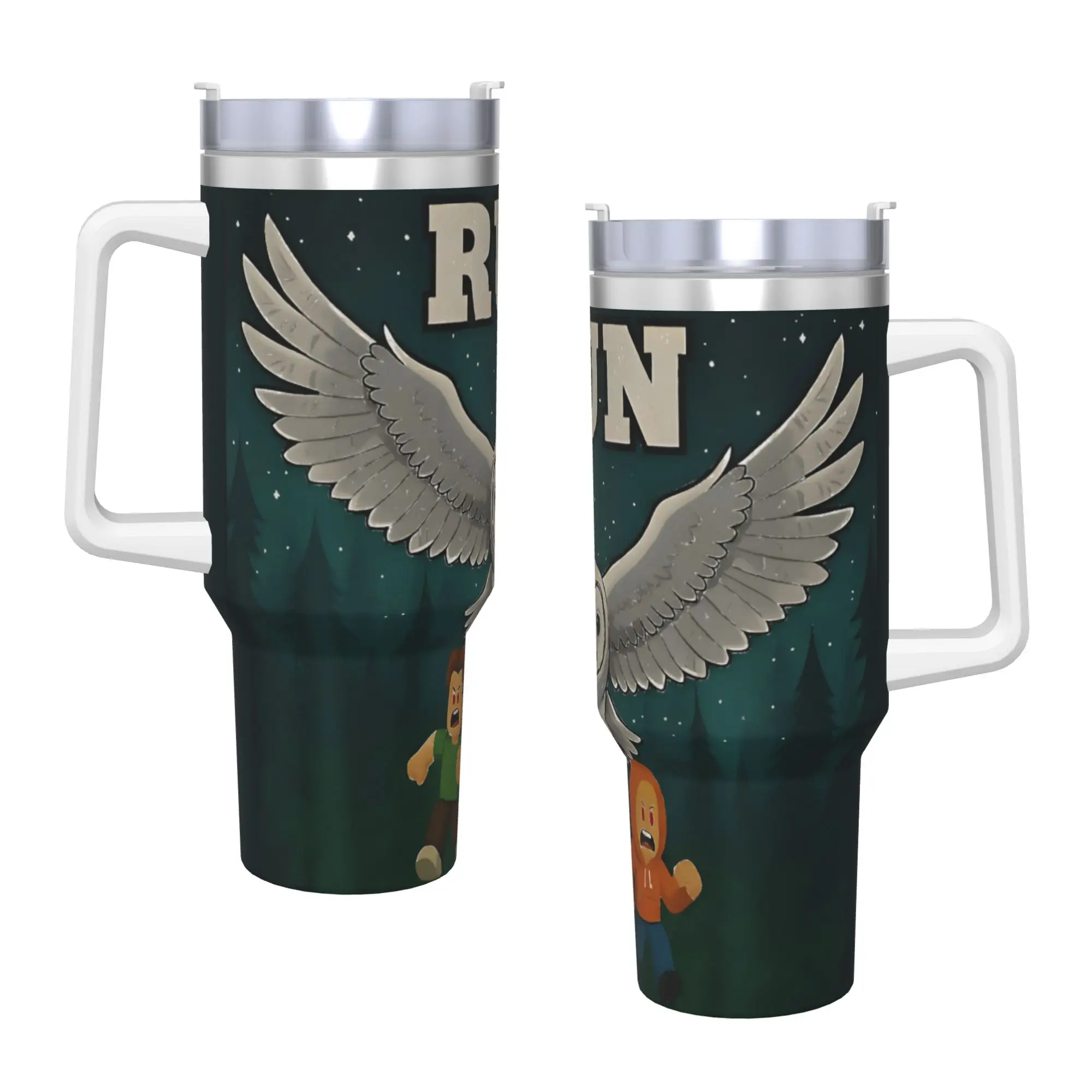 Run 99 Nights Halloween Gamer Owl Stainless Steel Tumbler  Driving Car Mugs 40oz Coffee Mug Heat Preservation Cold Drink Bottle
