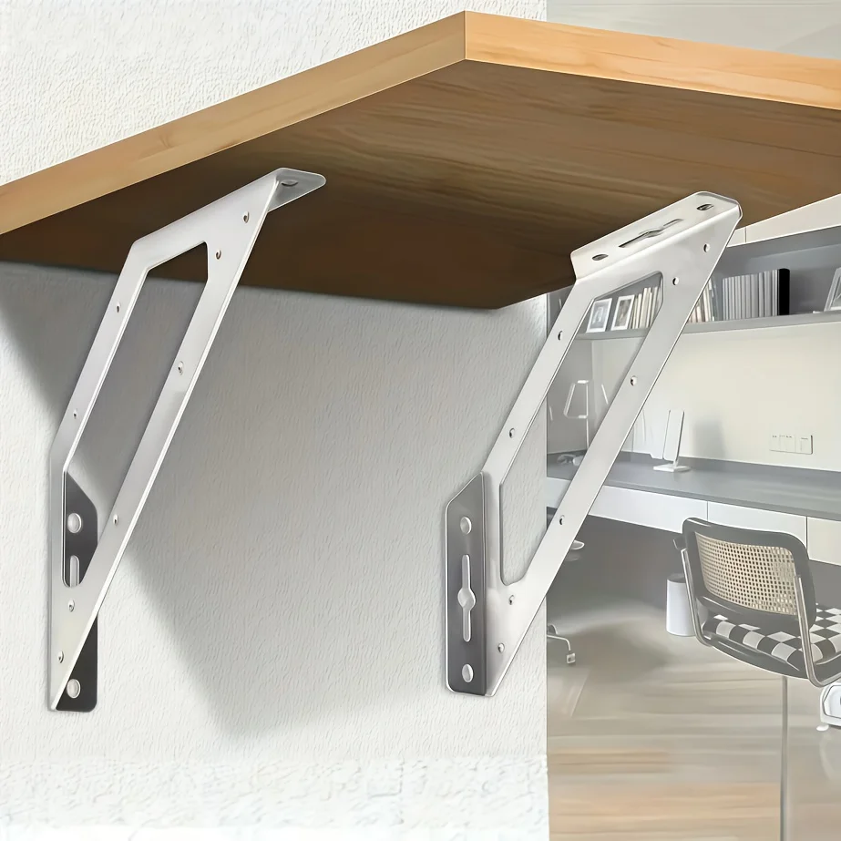 2 extra-large corner brackets - thickened stainless steel, for cabinet supports, reinforcement accessories, and furniture.
