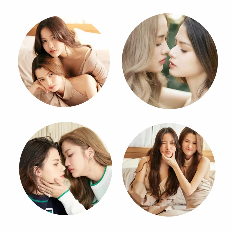 4PC/SET Freenbecky Magazine Cover Photo Thai TV From GAP The Series Drama Stills Picture Badge Bang Brooch Bag Decor Pins