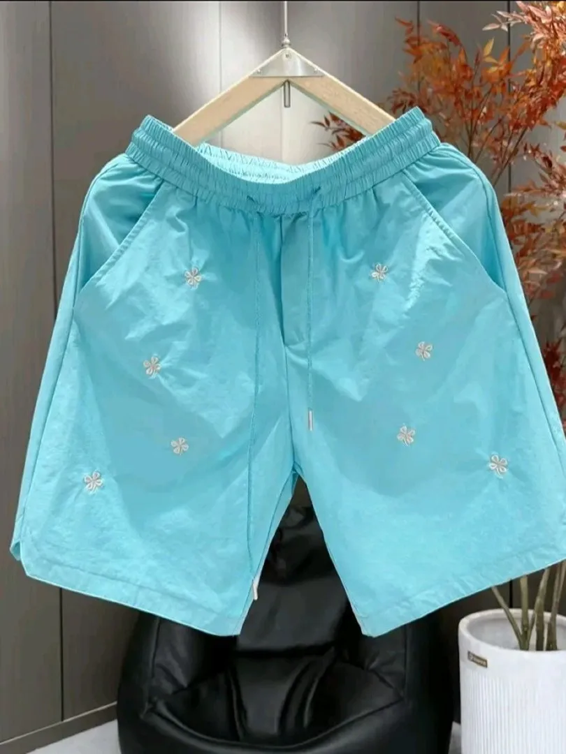 Men's Short Pants Summer Candy Color Loose Elastic Waist Quick Dry Breathable Five-Point Cool Feeling Straight Leg Pants