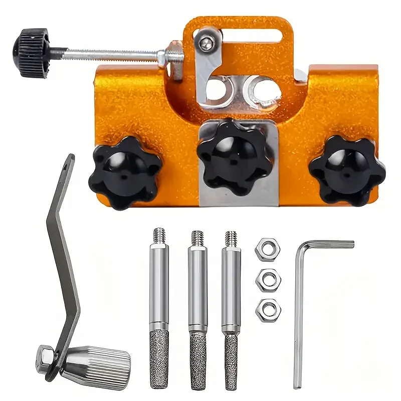 5-in-1 Chainsaw Sharpening Kit with Hand-Crank Jig & 5PCS Stones | Portable Sharpener for 8"-22" Electric/Gas Chainsaws