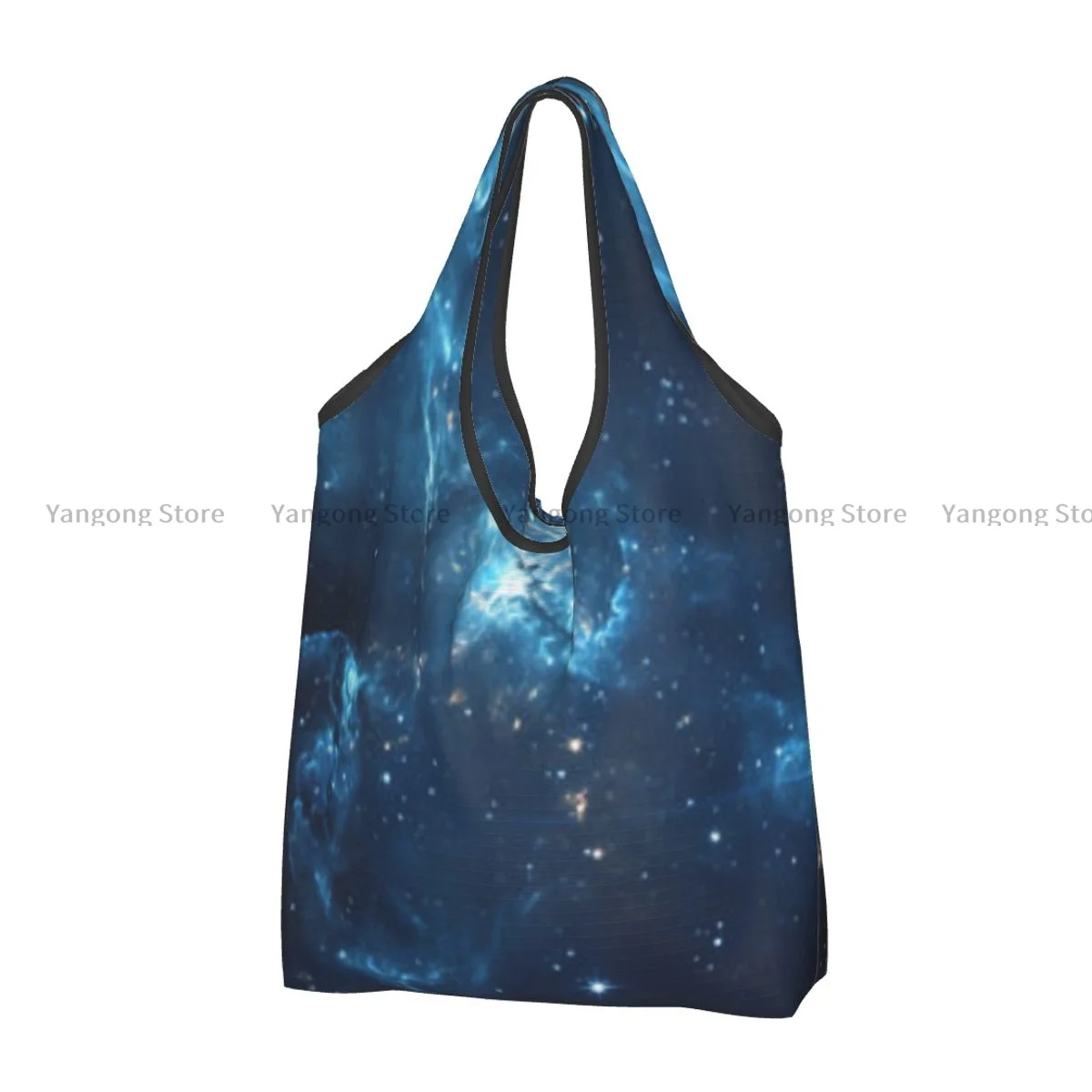 Folding Shopping Bag Stars Of Planet And Galaxy In Space Reusable Portable Shoulder Handbag for Travel Grocery Pocket Tote