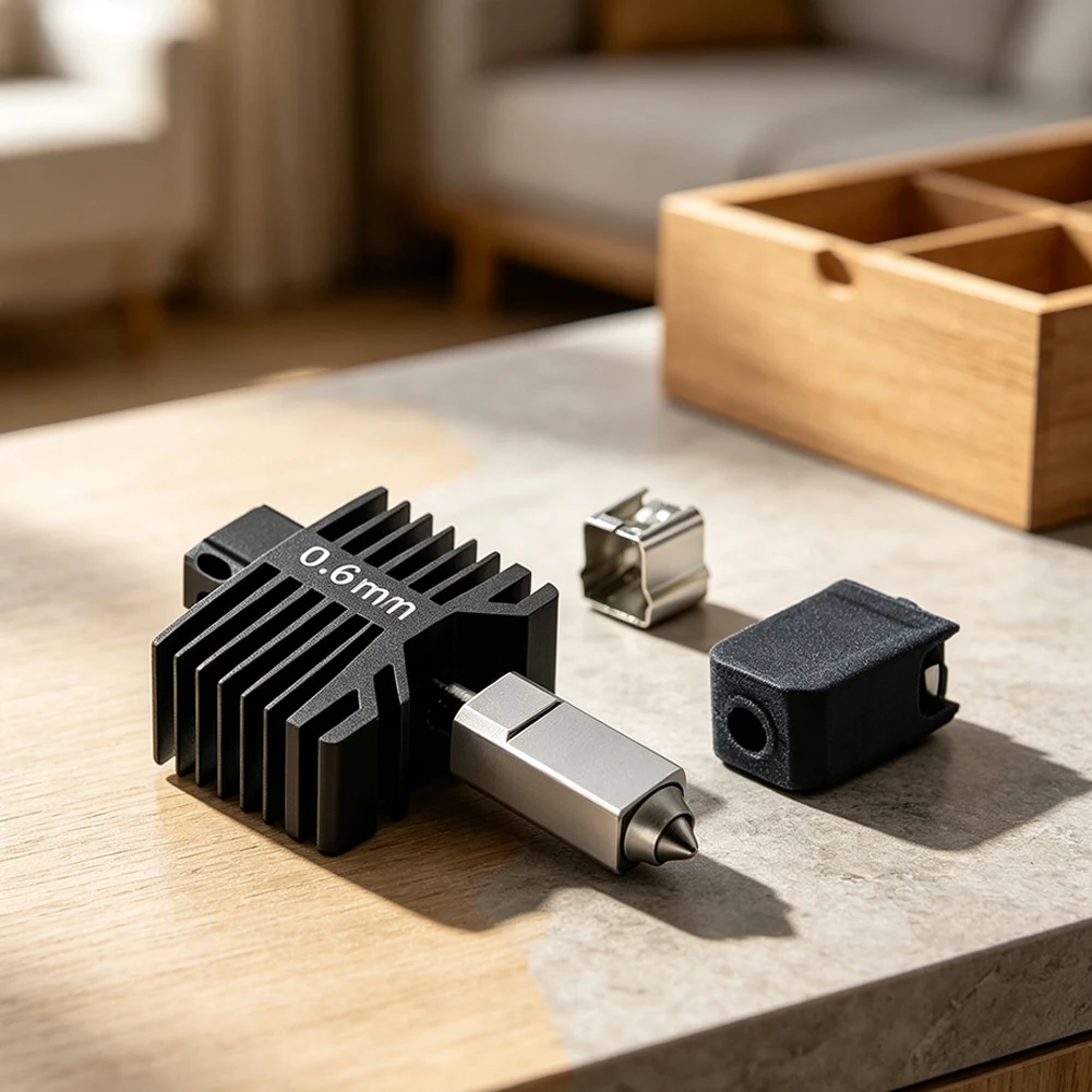 Thermally Optimized Hot End Kit Featuring Hardened Steel Nozzle and Conductive Heating Block for Bambu X1 P1 Printers