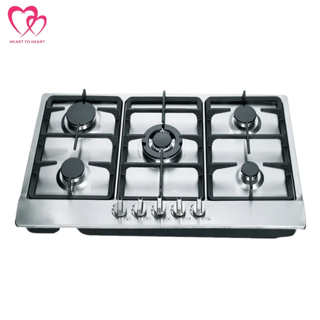 موقد غاز لوح فولاذي ملون 5 شعلة موقد غاز للمنزل