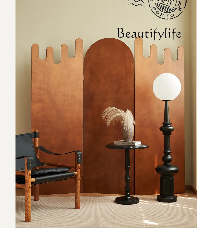 

Nordic retro screen entry partition solid wood cover foldable living room mobile modern small apartment