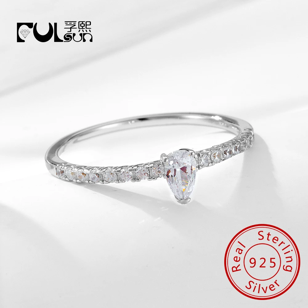 

Eternity Pear Promise Jewelry Ring for Gift 925 Sterling Silver 14k Gold Plated Women's Zircon Geometric