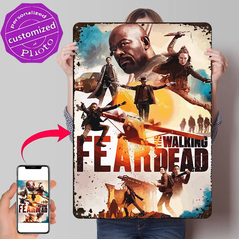 Fear the Walking Dead 3D Texture Printed Poster Custom Vintage Metal Tin Plate Sign for Wall Art Home Decorations Living Room