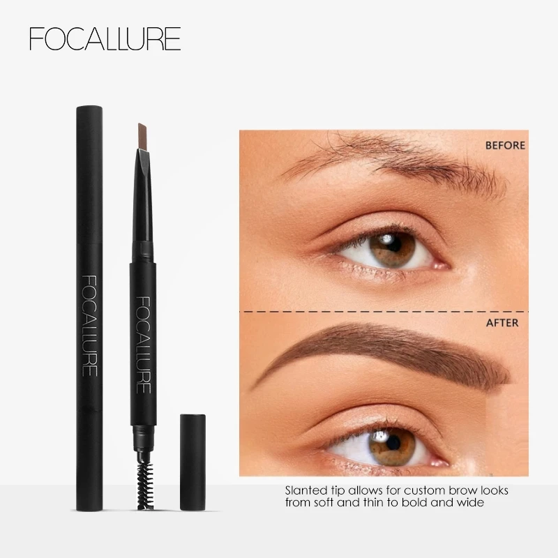 FOCALLURE Eyebrow Pencil 3 Colors Precise Brow Definer Waterproof Makeup Black Brown Eye Brows Cosmetics for Women\'s Make up