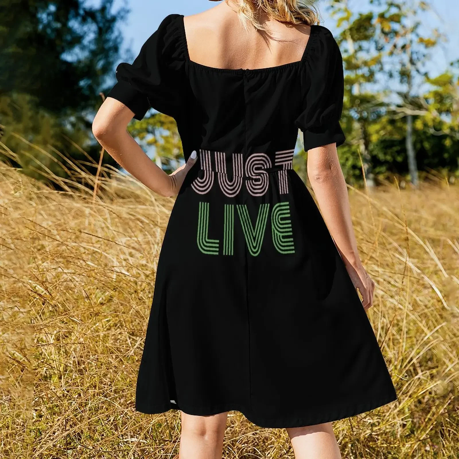 Just Live Camiseta Vestido de manga curta roupas para roupas femininas