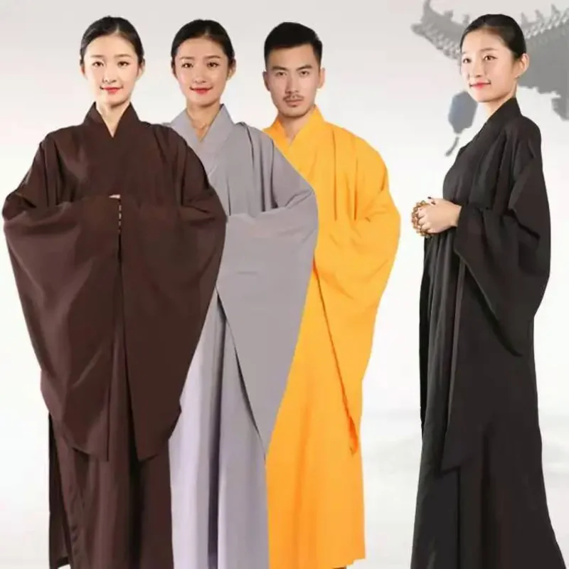 Free Shipping Shaolin Buddhist Monk Robes Suits Chinese Kung Fu Gown Uniforms Unisex Buddhist Monk Robes Clothing