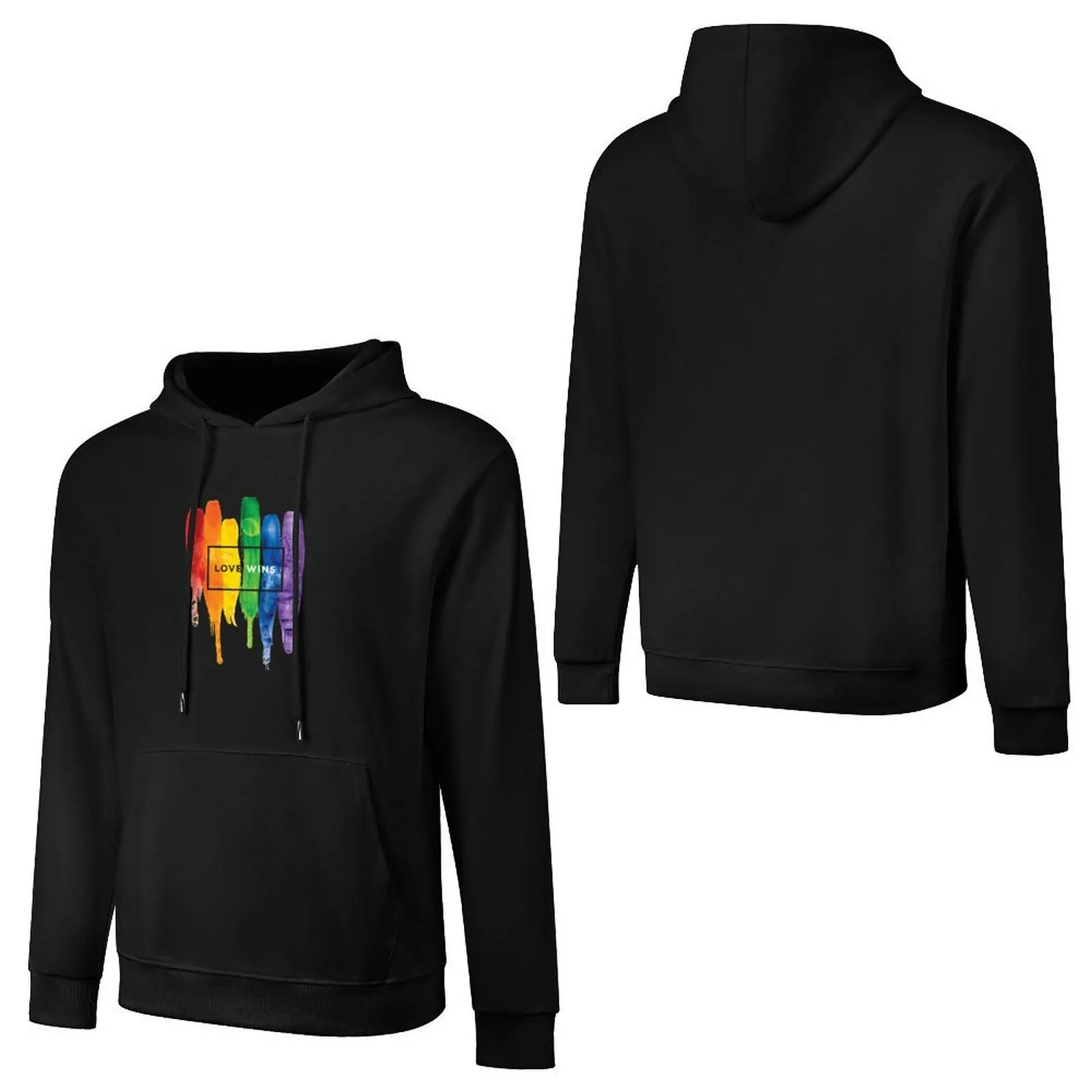 Watercolor LGBT Love Wins Rainbow Paint Typographic Pullover Hoodie streetwear men mens clothing hoodie graphic