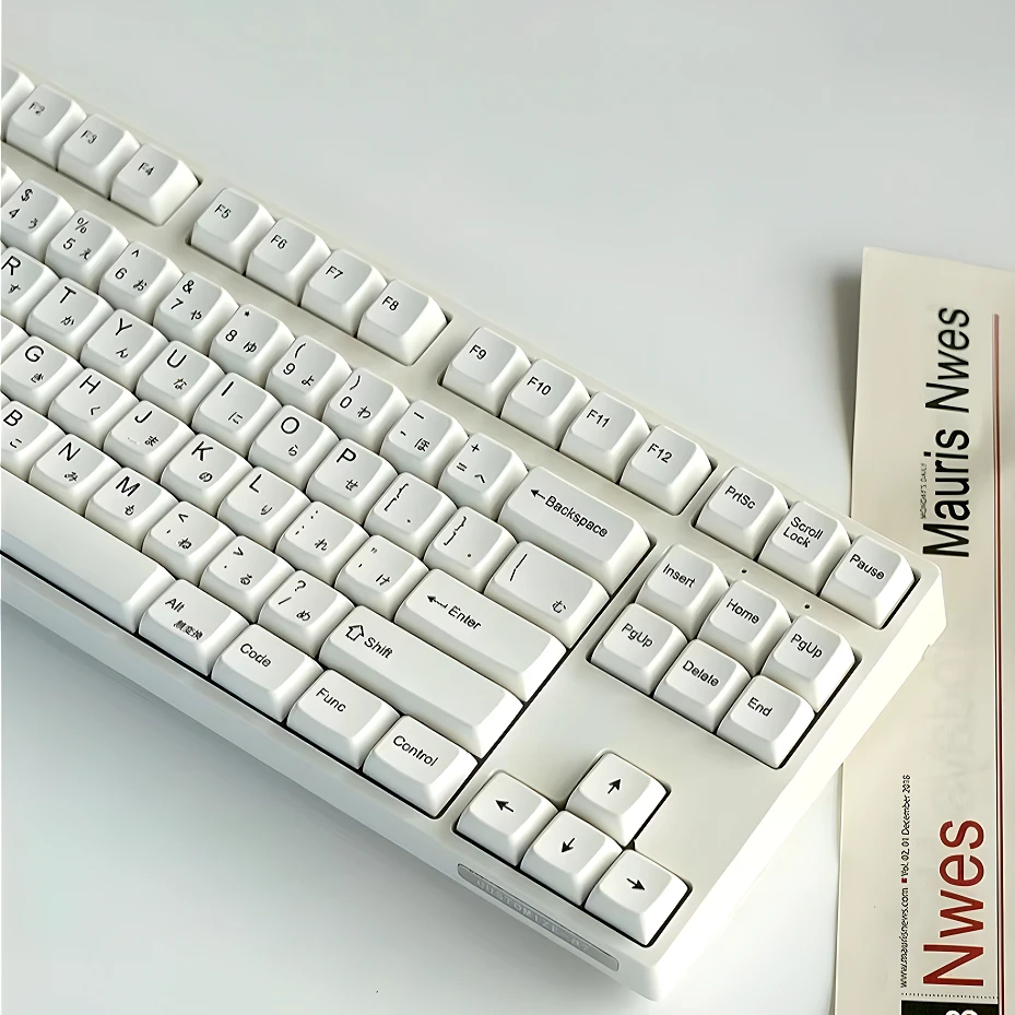 

Minimalist white keycapsSmall set of sublimated PBT MDA keycaps for Gateron Cherry MX Switch Mechanical Keyboards