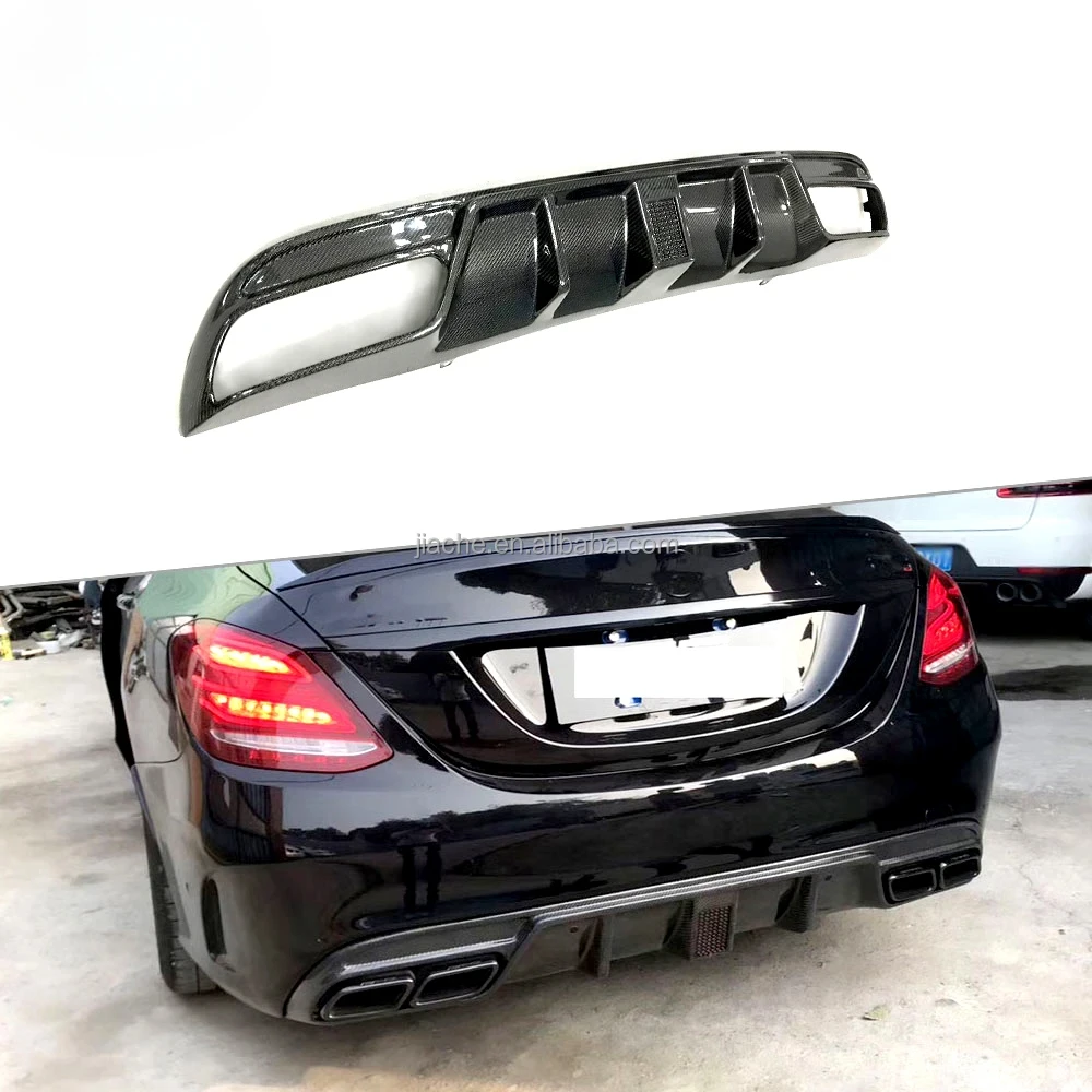 

Carbon Fiber Rear Bumper Lip Diffuser With LED Light For Mercedes Benz C Class W205 Sedan 4 Door C180 C200 C300 C63 2016 - 2019