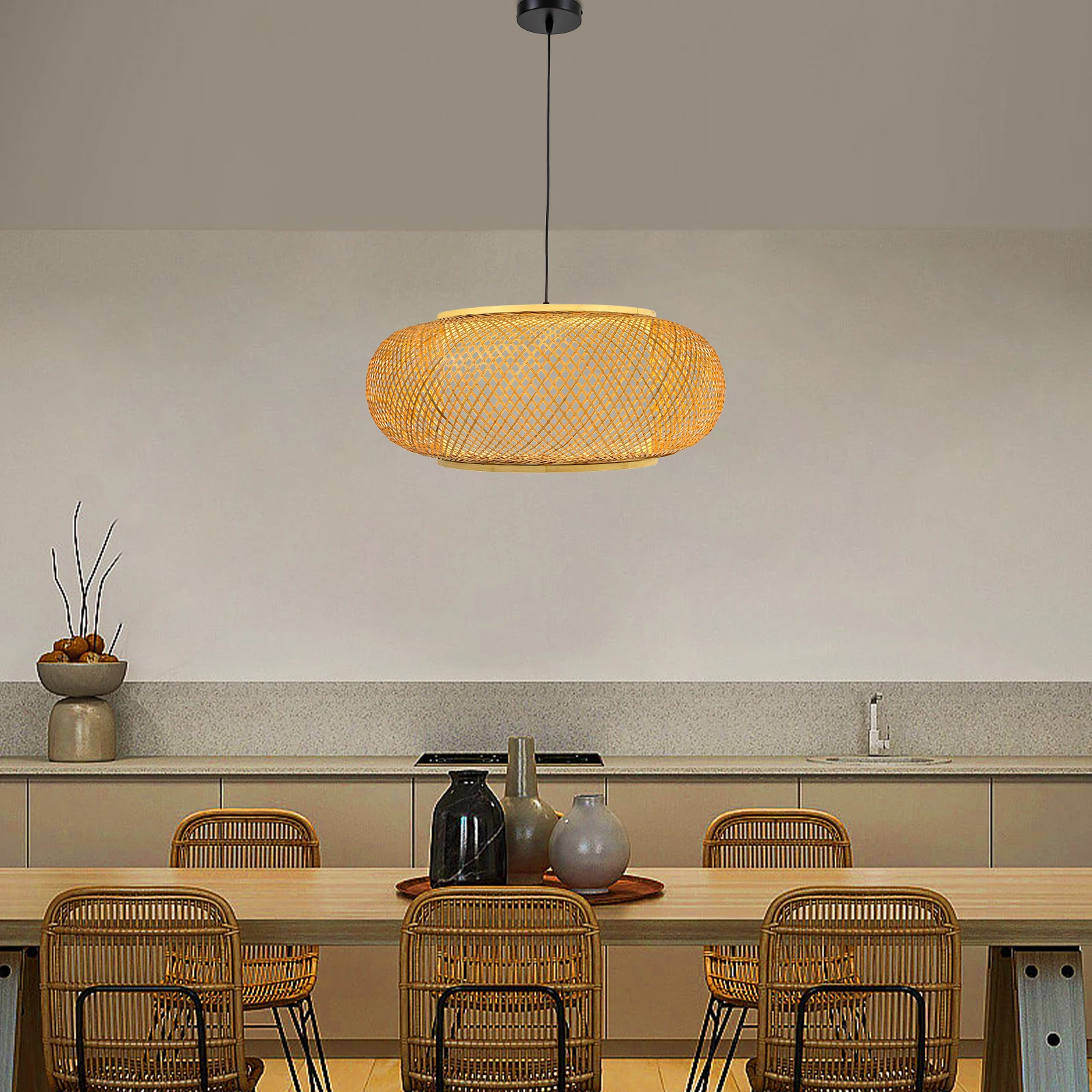 

Bamboo Wicker Rattan Pendant Lamp: Elegant Lighting and Stylish Decoration for Any Space