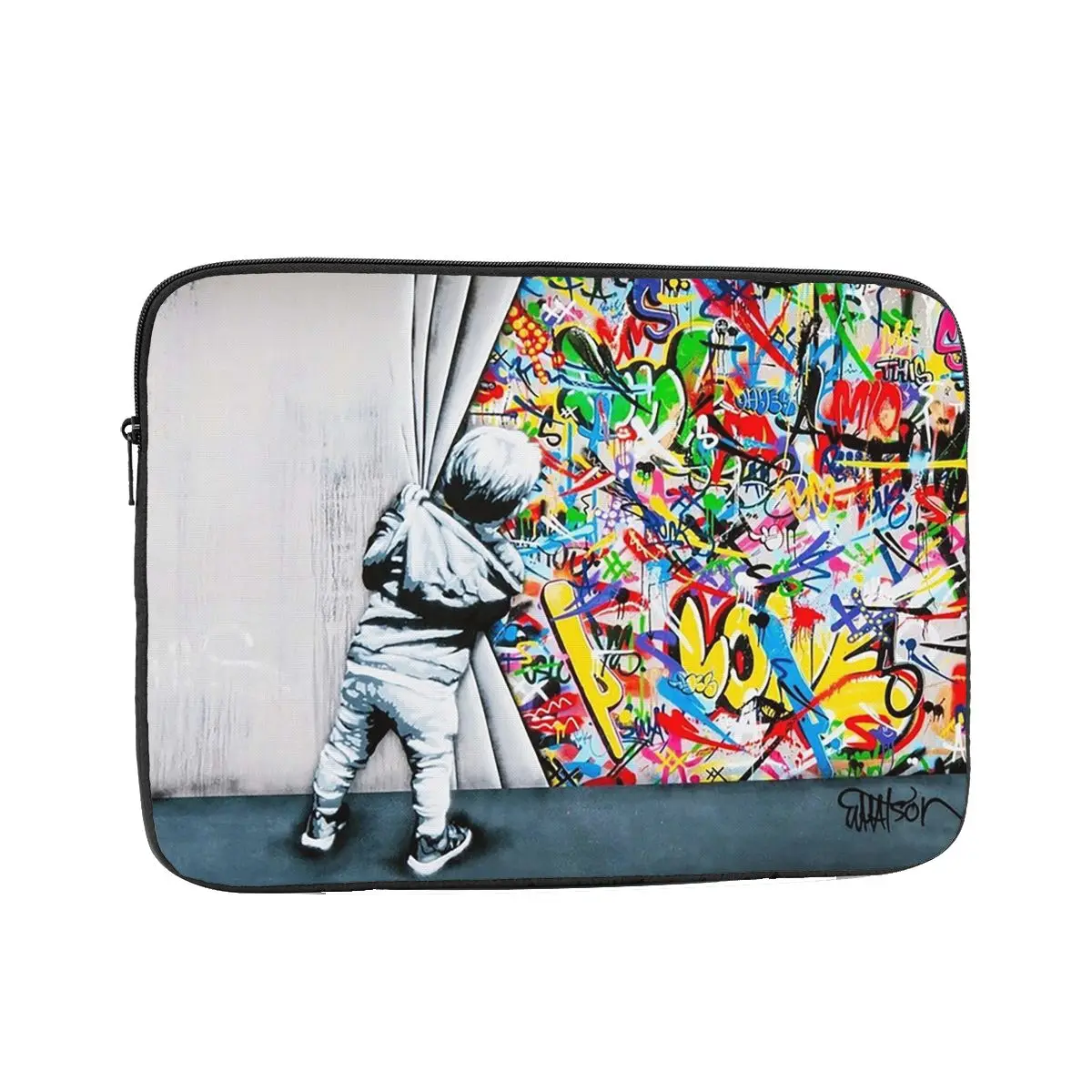 

За шторкой для мальчика Бэнкси, уличная художественная роспись, чехол для ноутбука, сумка для ноутбука, противоударный чехол для планшета, сумка