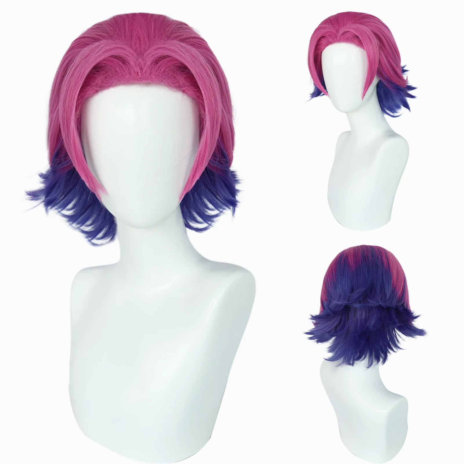 Shieda Kayn Cosplay Wig LOL Heartsteel Wigs 30cm Red Mixed Purple Heat Resistant Synthetic Hair Game Anime Wigs