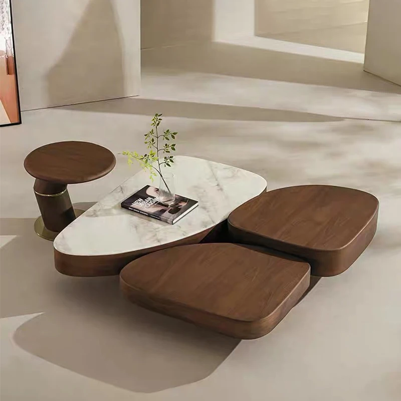 Italian New Designer Wooden Coffee Table Creative Irregular Living Room Coffee Table Luxurious Center Table Set For Home Use