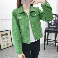 Spring Autumn Women Short Denim Jacket Candy 8 Colors Streetwear Chic Jean Coat Lady Slim Small Outerwear Female casual Tops