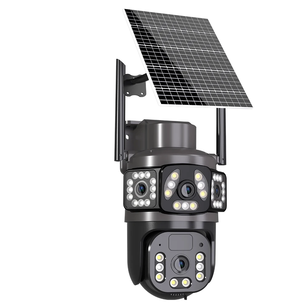 

Dual Lens Dual Screen View Smart Home Security Camera 4G Sim Card WIFI AOV Solar Powered CCTV Camera