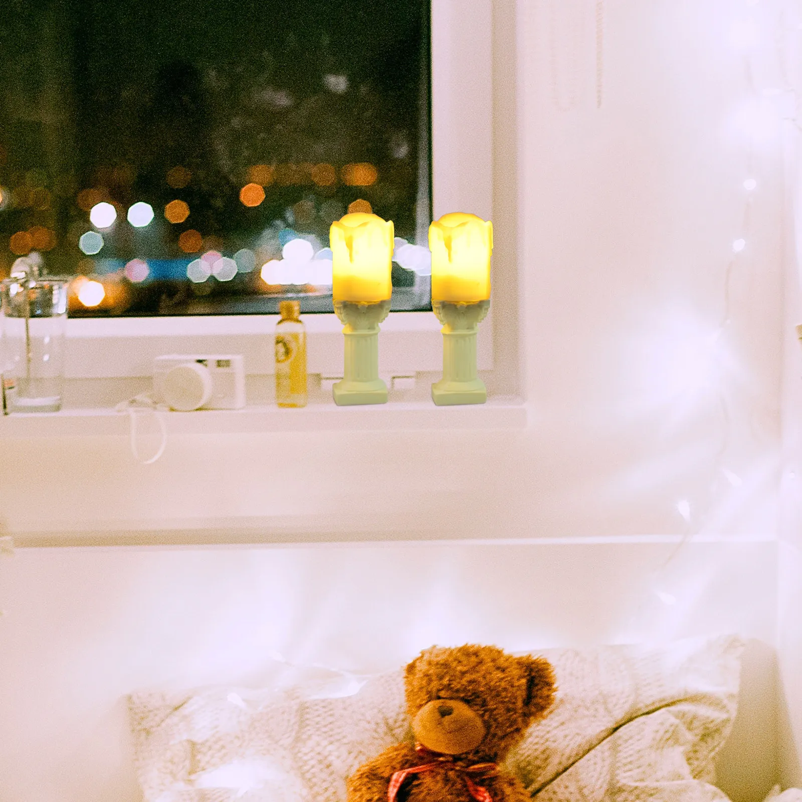 

2 шт. маленькие электрические лампы с гладкой отделкой, настольный декор для дома, атмосферная лампа для интерьера