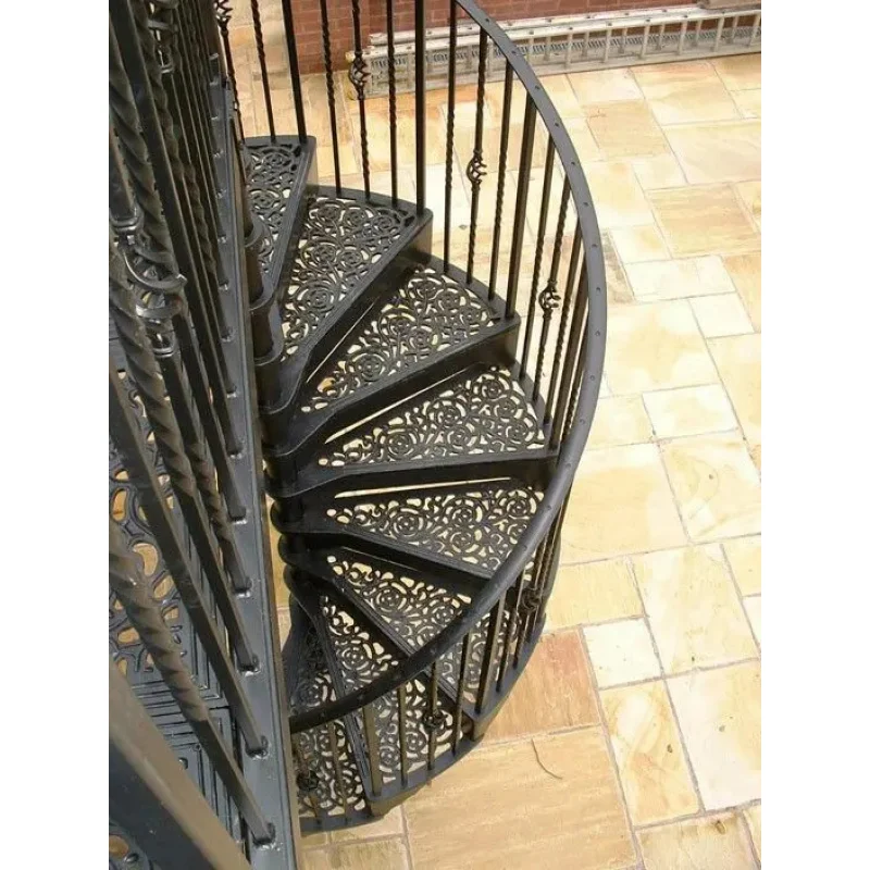 custom.Modern Durable Customizable Iron Prefabricated Staircase with Wrought Iron Railing Outdoor Circular Stairs