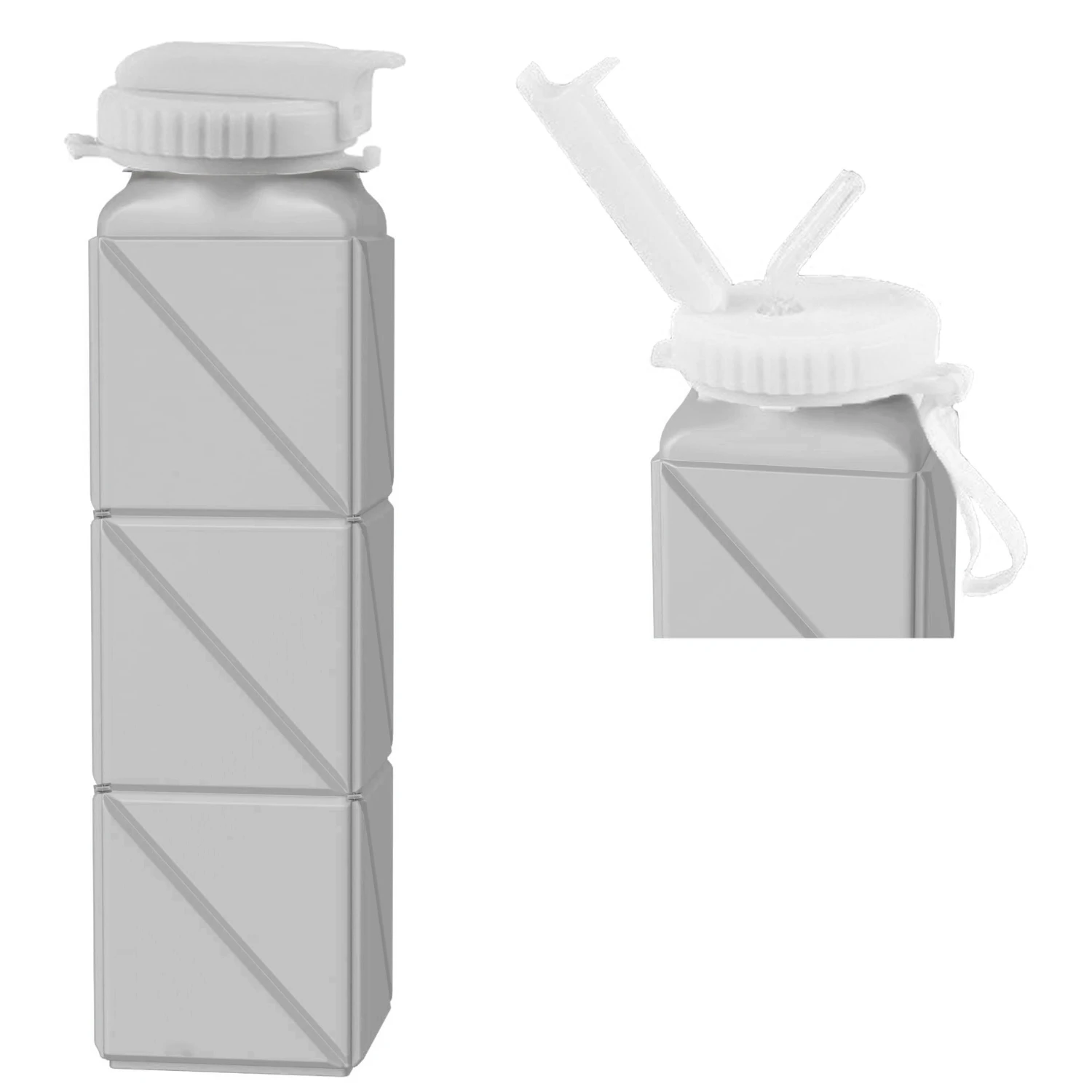 

Collapsible Water Bottles 20.7oz Leakproof Straw Lid BPA-Free Silicone Foldable Sport Office Gym Hiking Driving 610ML