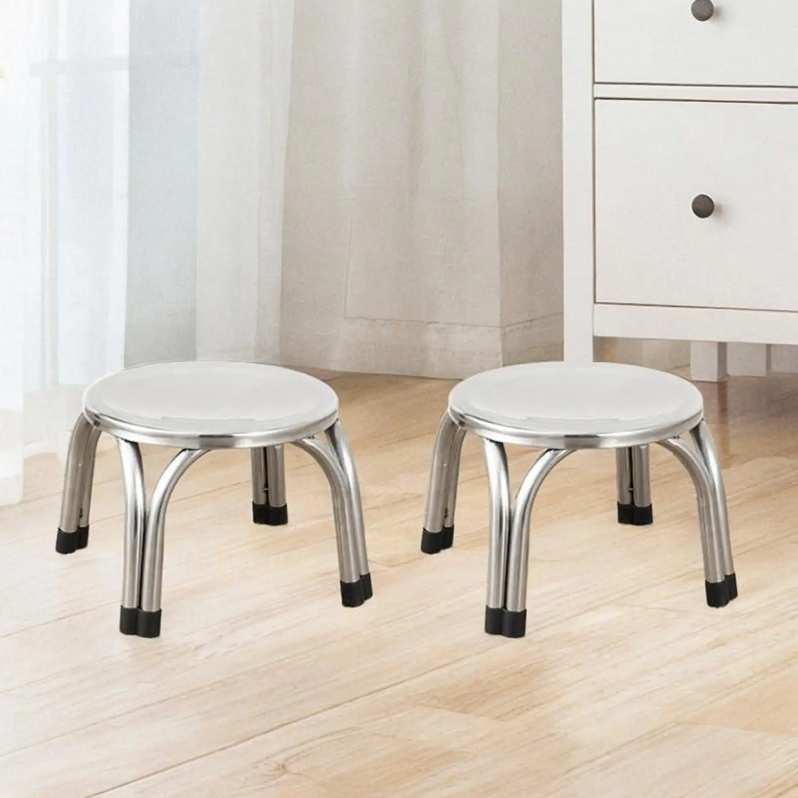 

2Pcs Small Round Low Stools Kids Sofa Benches Practical Furniture Footstools Ottomans for Living Room Hotel Dorm Balcony Bedroom