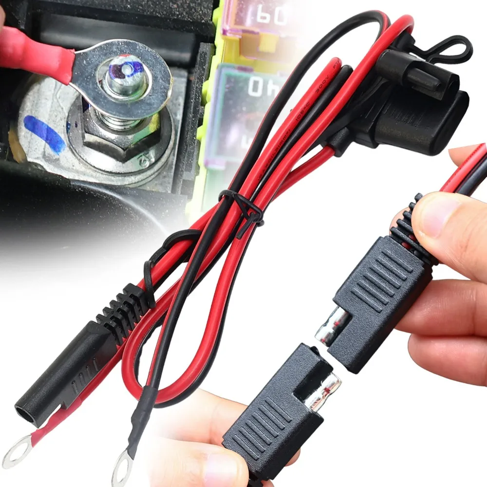 Зарядное устройство для аккумулятора мотоцикла, кабель SAE, уплотнительное кольцо, клеммный жгут, быстрое подключение, предохранитель 10 А, провод 16AWG для автомобиля, трактора, солнечной энергии