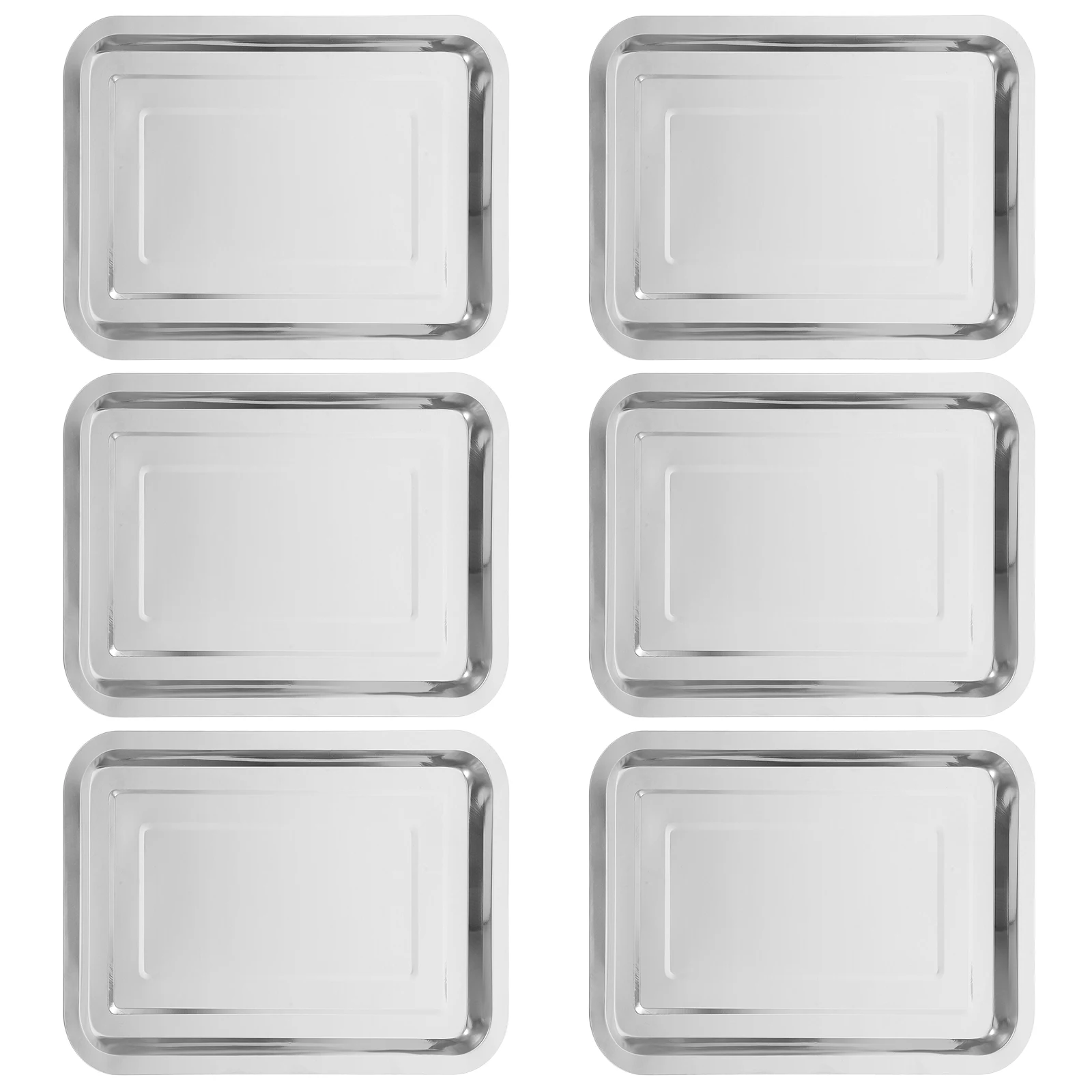 

6 Pcs Stainless Steel Bakeware BBQ Grill Plates Baking Trays Square Pan Large Sheet Rectangle Cake Pan