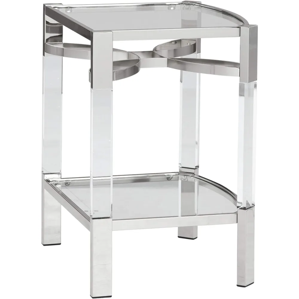 Modern Glam Accent End Table, Silver Finish