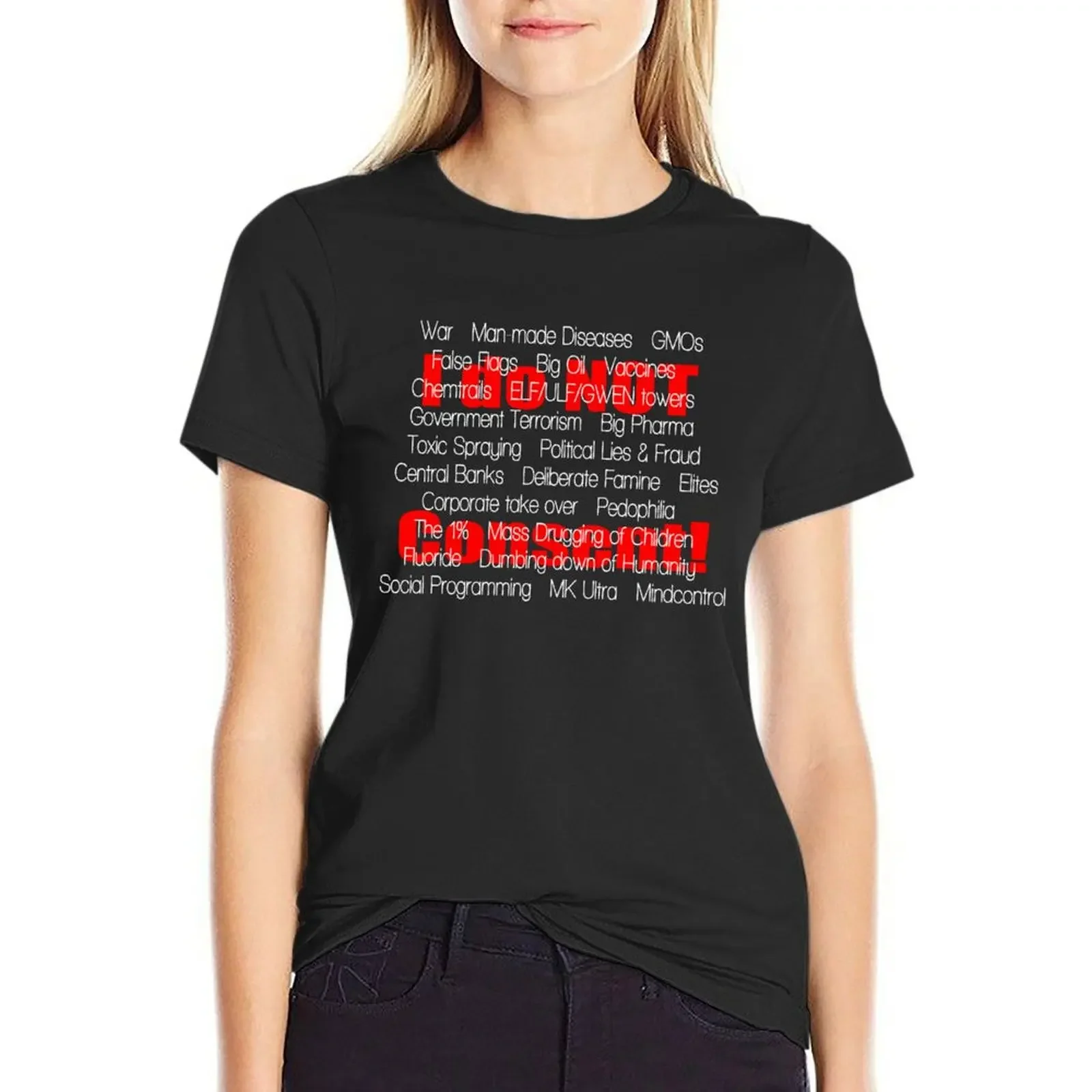 

I do not Consent- the list, black T-Shirt oversized quick-drying female blacks t shirts for Womens