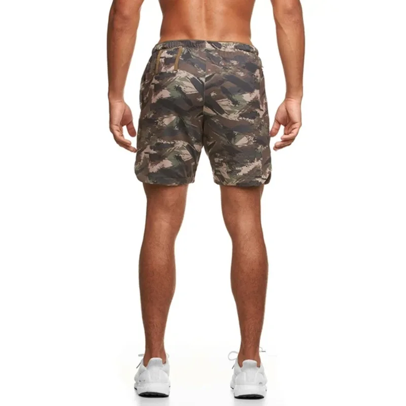 Mesh Summer Camo Shorts Men\'s Ice Silk Quick Dry Loose Pants Casual Medium Shorts Beach Pants Running Sports Quarter Pants