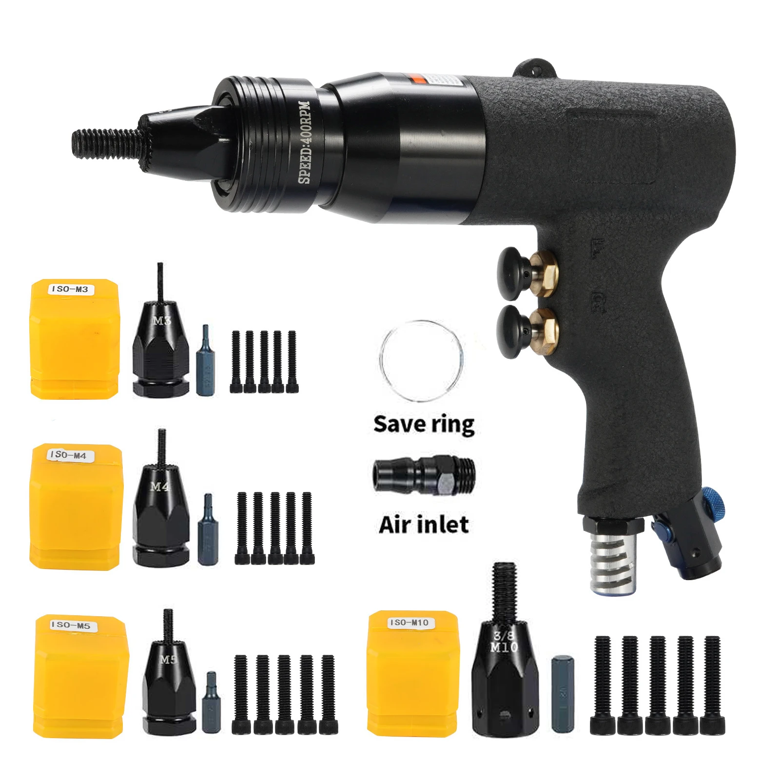 New M3-M12 Self-Lock Pneumatic Rivet Nut Gun Automatic Insert Thread Pull Setter Riveters For Aluminum And Iron Nuts
