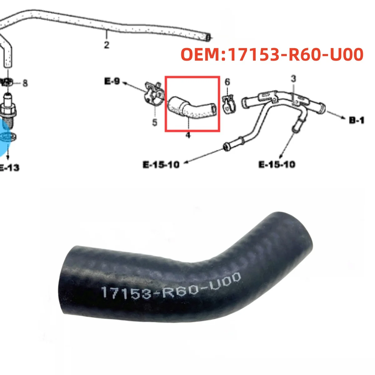 

17153R60U000 подходит для Honda STEP WGN 08-11 Accord 2.0L 09-12CITY1.8L крышка клапанной камеры соединительный резиновый шланг трубка PCV