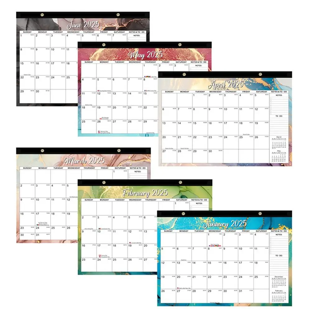

Creative Wall Calendar Colorful 18 Months English Calendar Portable with Hanging Hole Calendar Planner Stationery Supplies